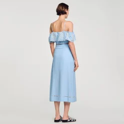 Sandro Paris Saias E Shorts-Saia Longa Bordada