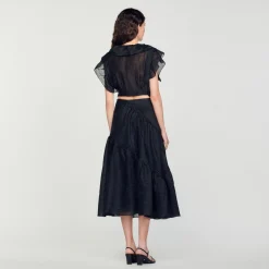 Sandro Paris Saias E Shorts-Saia Longa Com Babados