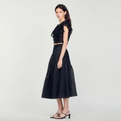 Sandro Paris Saias E Shorts-Saia Longa Com Babados