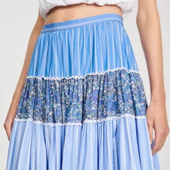 Sandro Paris Saias E Shorts-Saia Longa De Retalhos