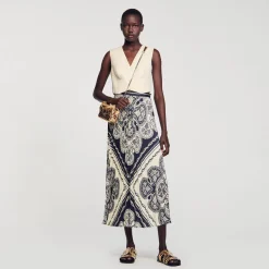 Sandro Paris Saias E Shorts-Saia Longa Esvoacante Com Bandana