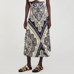 Sandro Paris Saias E Shorts-Saia Longa Esvoacante Com Bandana