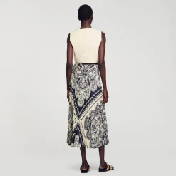 Sandro Paris Saias E Shorts-Saia Longa Esvoacante Com Bandana