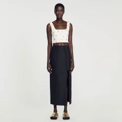 Sandro Paris Saias E Shorts-Saia Midi Com Fenda