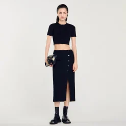 Sandro Paris Saias E Shorts-Saia Midi De Tweed