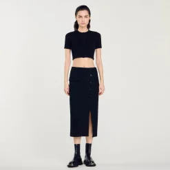 Sandro Paris Saias E Shorts-Saia Midi De Tweed