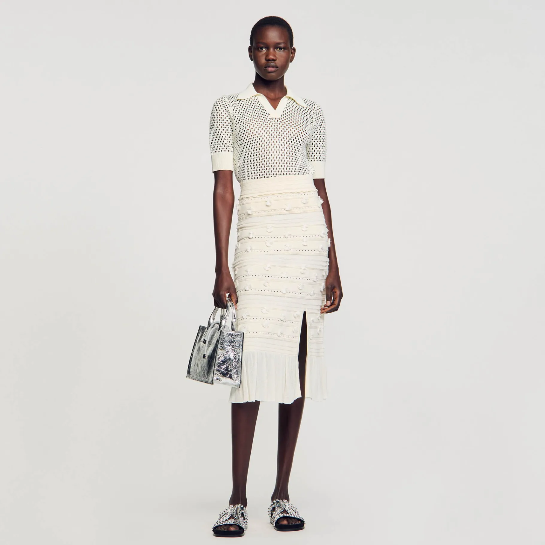 Sandro Paris Conjuntos-Saia Midi Em Malha Perfurada