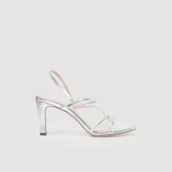 Sandro Paris Sandálias De Salto Alto-Sandálias De Couro Metalico