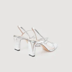 Sandro Paris Sandálias De Salto Alto-Sandálias De Couro Metalico