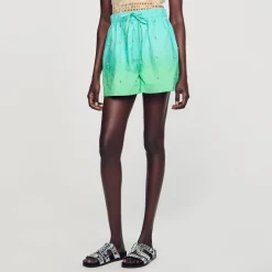 Sandro Paris Saias E Shorts-Shorts Com Strass