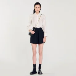 Sandro Paris Saias E Shorts-Shorts De Cintura Alta Com Botoes