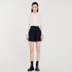 Sandro Paris Saias E Shorts-Shorts De Cintura Alta Com Botoes