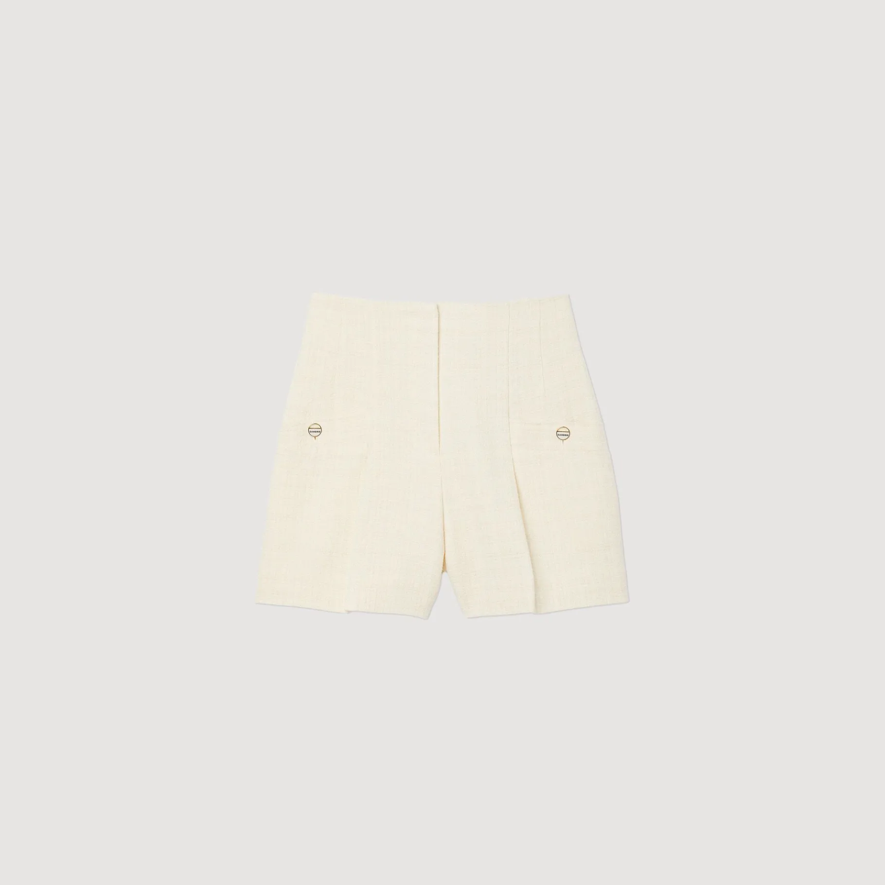 Sandro Paris Se Adequa-Shorts De Tweed Com Cintura Alta