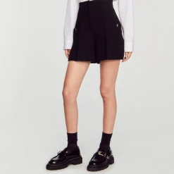 Sandro Paris Se Adequa-Shorts De Tweed Com Cintura Alta