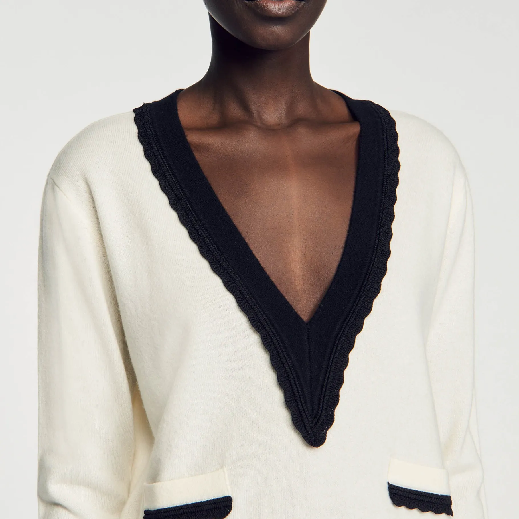 Sandro Paris Suéteres E Cardigans-Sueter Bicolor Com Decote Em V