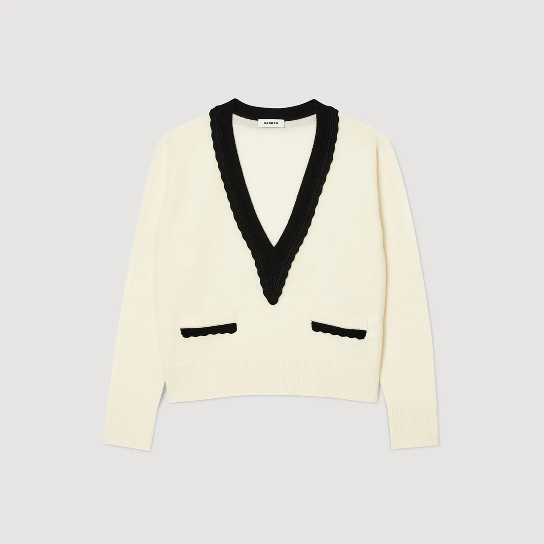Sandro Paris Suéteres E Cardigans-Sueter Bicolor Com Decote Em V