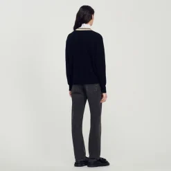 Sandro Paris Suéteres E Cardigans-Sueter Contrastante Com Decote Em V