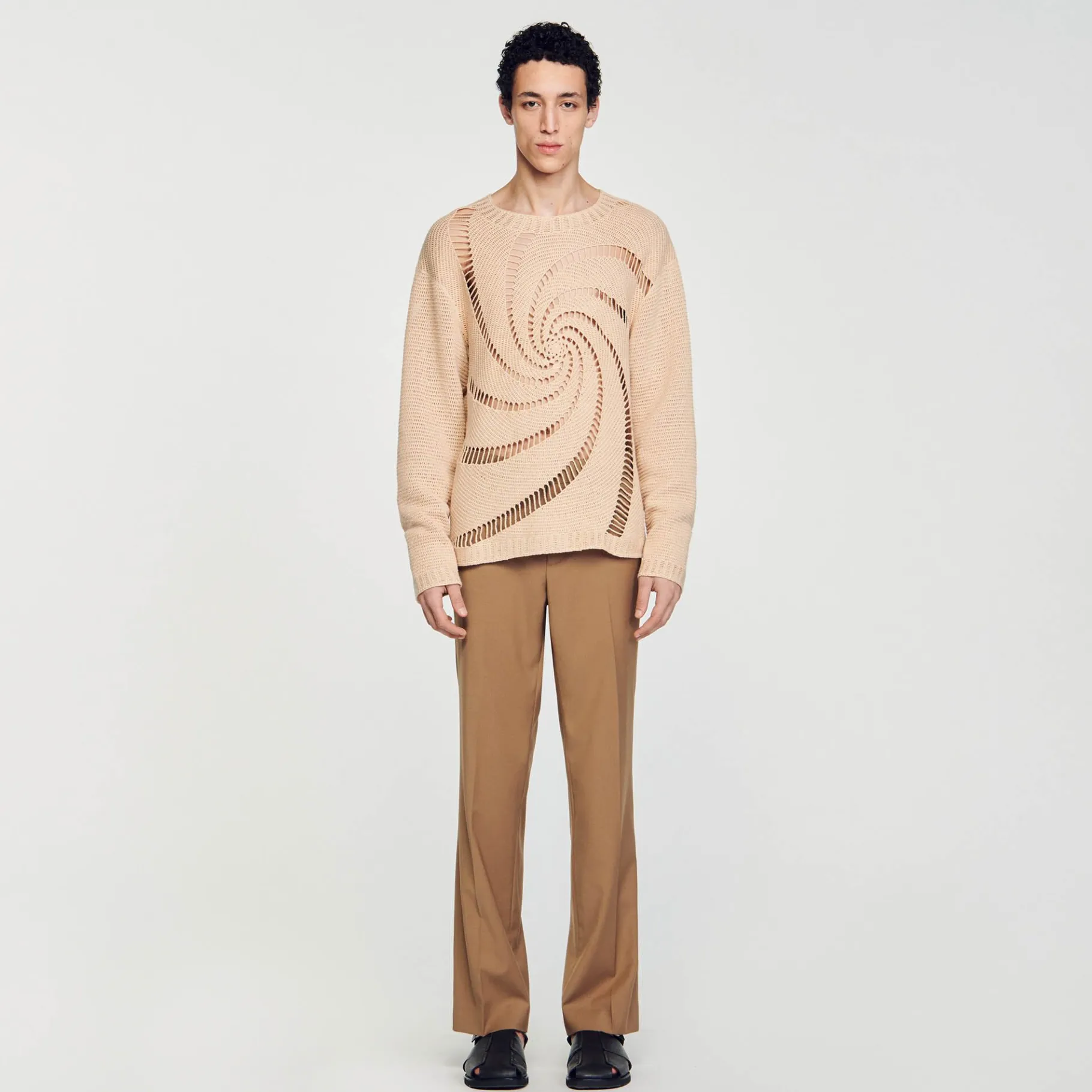 Sandro Paris Suéteres E Coletes-Sueter De Algodao Em Croche Espiral