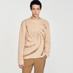 Sandro Paris Suéteres E Coletes-Sueter De Algodao Em Croche Espiral