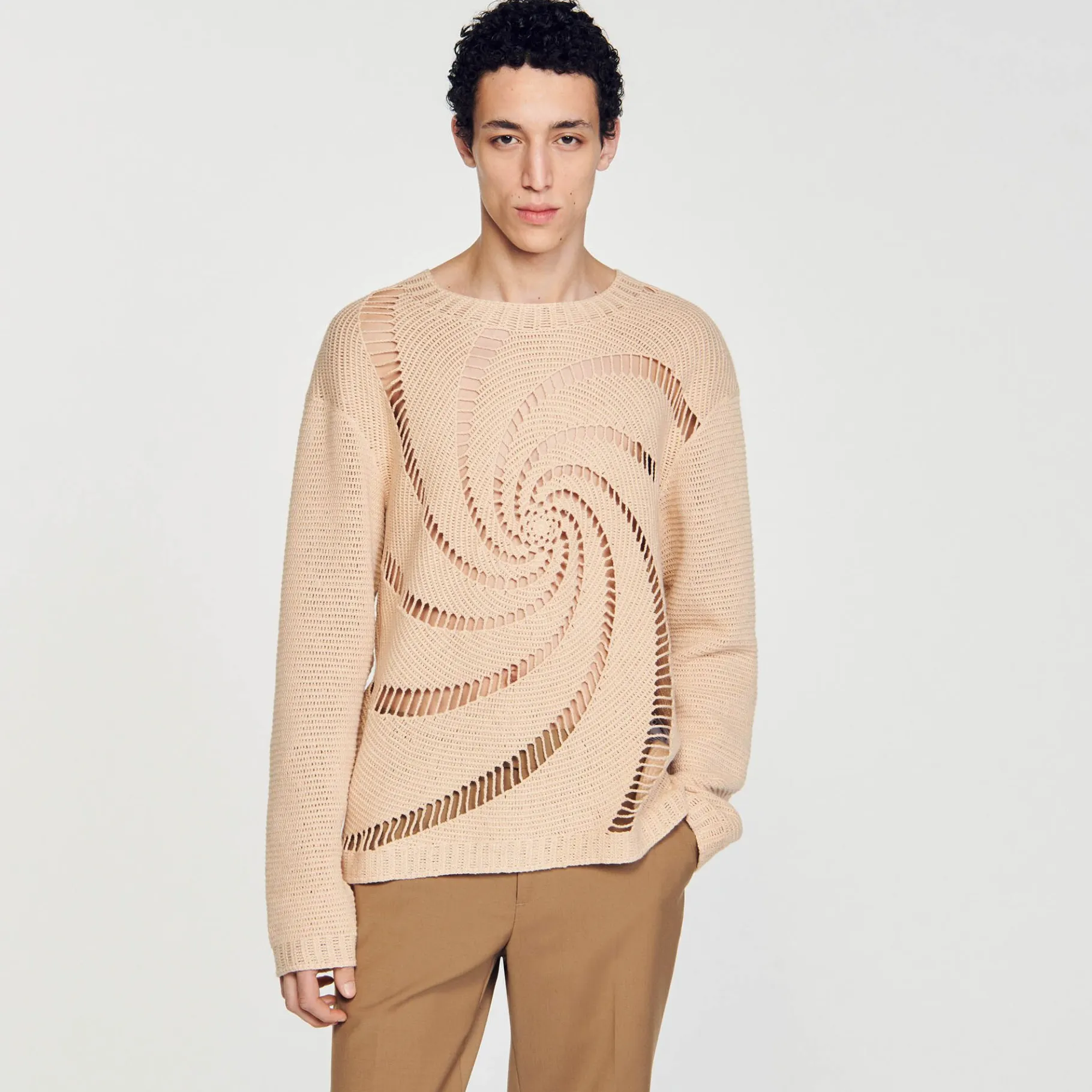 Sandro Paris Suéteres E Coletes-Sueter De Algodao Em Croche Espiral