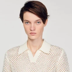 Sandro Paris Suéteres E Cardigans-Sueter Polo Curto De Malha