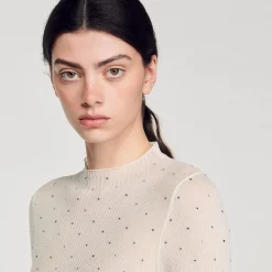 Sandro Paris Suéteres E Cardigans-Sueter Transparente Com Strass