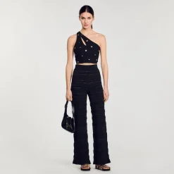 Sandro Paris Conjuntos-Top Cropped Assimetrico