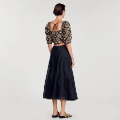 Sandro Paris Tops E Camisas-Top Cropped Bordado Ingles