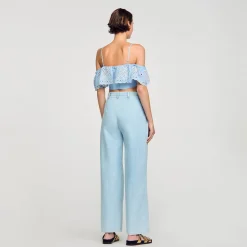 Sandro Paris Tops E Camisas-Top Cropped Com Babado