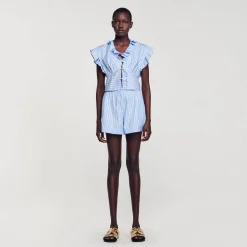 Sandro Paris Conjuntos-Top Cropped Listrado Com Babados