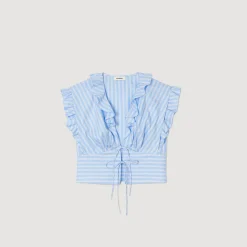 Sandro Paris Conjuntos-Top Cropped Listrado Com Babados