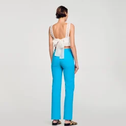 Sandro Paris Tops E Camisas-Top Curto Em Mescla De Linho