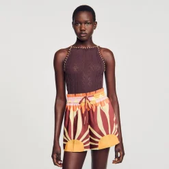 Sandro Paris Suéteres E Cardigans-Top De Malha Com Strass