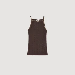 Sandro Paris Suéteres E Cardigans-Top De Malha Com Strass