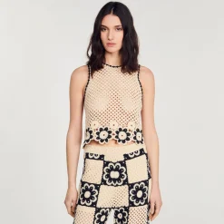 Sandro Paris Suéteres E Cardigans-Top De Malha De Croche