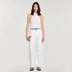 Sandro Paris Suéteres E Cardigans-Top De Malha Decorado Com Perolas