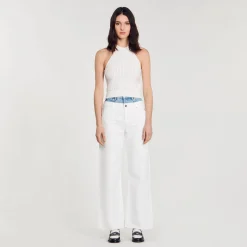 Sandro Paris Suéteres E Cardigans-Top De Malha Decorado Com Perolas