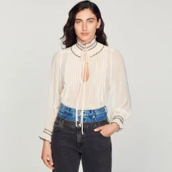 Sandro Paris Tops E Camisas-Top De Musselina