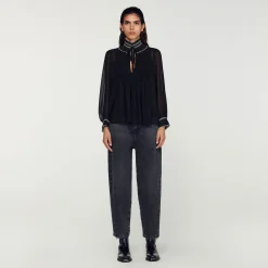 Sandro Paris Tops E Camisas-Top De Musselina