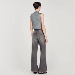 Sandro Paris Camisetas-Top Franzido De Lantejoulas