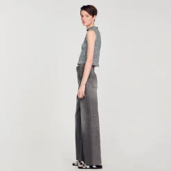 Sandro Paris Camisetas-Top Franzido De Lantejoulas