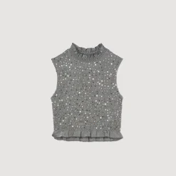 Sandro Paris Camisetas-Top Franzido De Lantejoulas