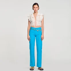 Sandro Paris Tops E Camisas-Top Recortado Com Babados