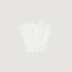 Sandro Paris Tops E Camisas-Top Recortado Com Babados