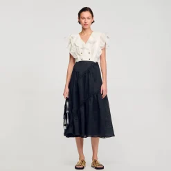 Sandro Paris Tops E Camisas-Top Recortado Com Babados