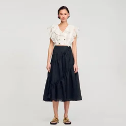 Sandro Paris Tops E Camisas-Top Recortado Com Babados