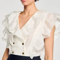 Sandro Paris Tops E Camisas-Top Recortado Com Babados