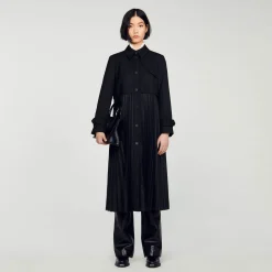 Sandro Paris Casacos-Trench Coat Plissado