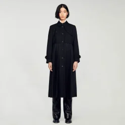 Sandro Paris Casacos-Trench Coat Plissado