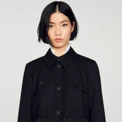 Sandro Paris Casacos-Trench Coat Plissado
